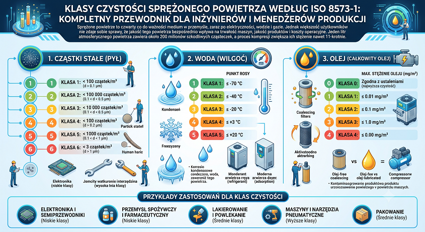 Tabela klas czystości sprężonego powietrza ISO 8573-1
